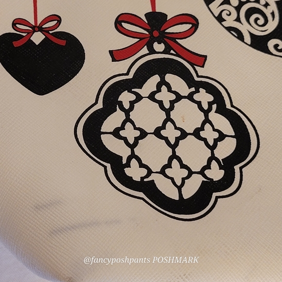 BRIGHTON holiday love notes tote bag purse w/logo heart zipper pull black red - Picture 11 of 17